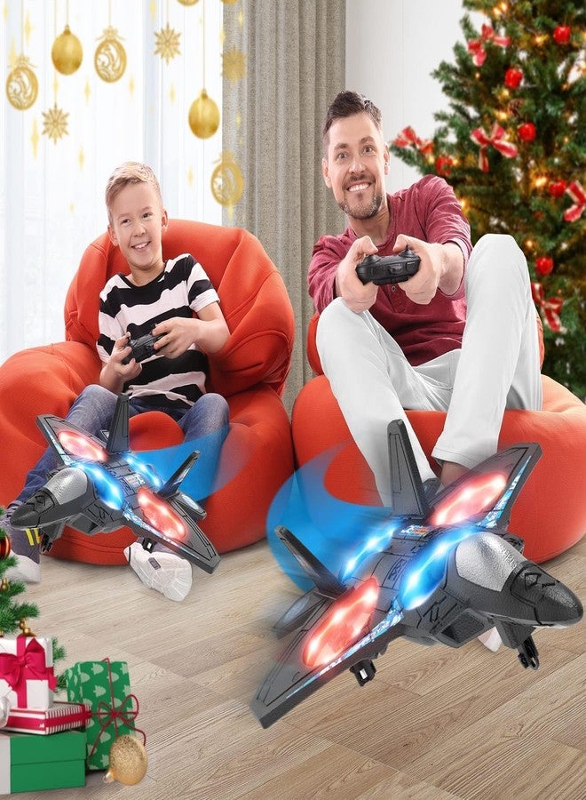 VELOCIOUS RC Fighter Plane for Kids & Adults | 2.4GHz Remote Control Airplane with 6-Axis Gyro | EPP Foam Beginner RC Plane | One-Key Takeoff Landing | 360° Stunt Rolls | LED Lights - Image 2